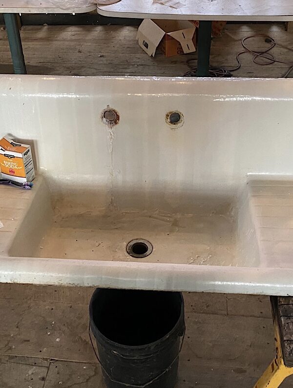 Nana’s Farmhouse Sink, Refinishing a Classic Double Drainboard Cast Iron Sink